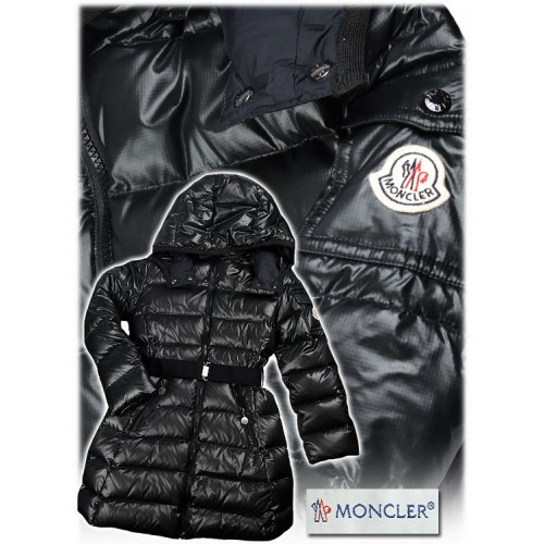 Doudoune Moncler Enfant Encapuchonn&eacute; Longue Noir