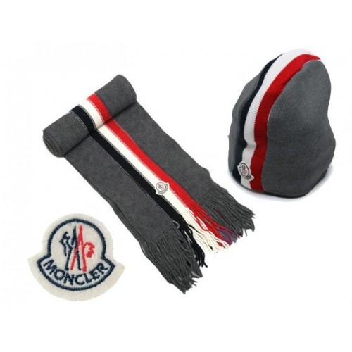 Moncler Chapeau Foulard Gris